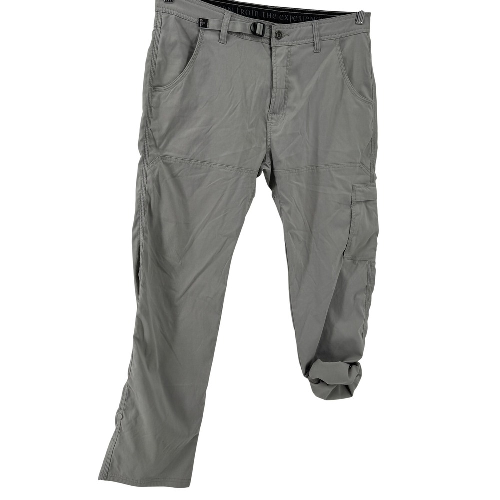 Prana Zion Pants Mens 35x32 Gray Stretch Hiking Climbing Technical Utility Cargo